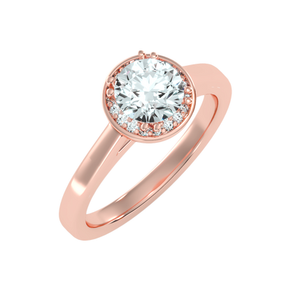 Wane Classic Halo Diamond Engagement Ring In 925 Sterling Silver - One