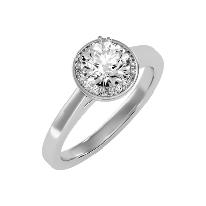 Wane Classic Halo Diamond Engagement Ring In 925 Sterling Silver - Five