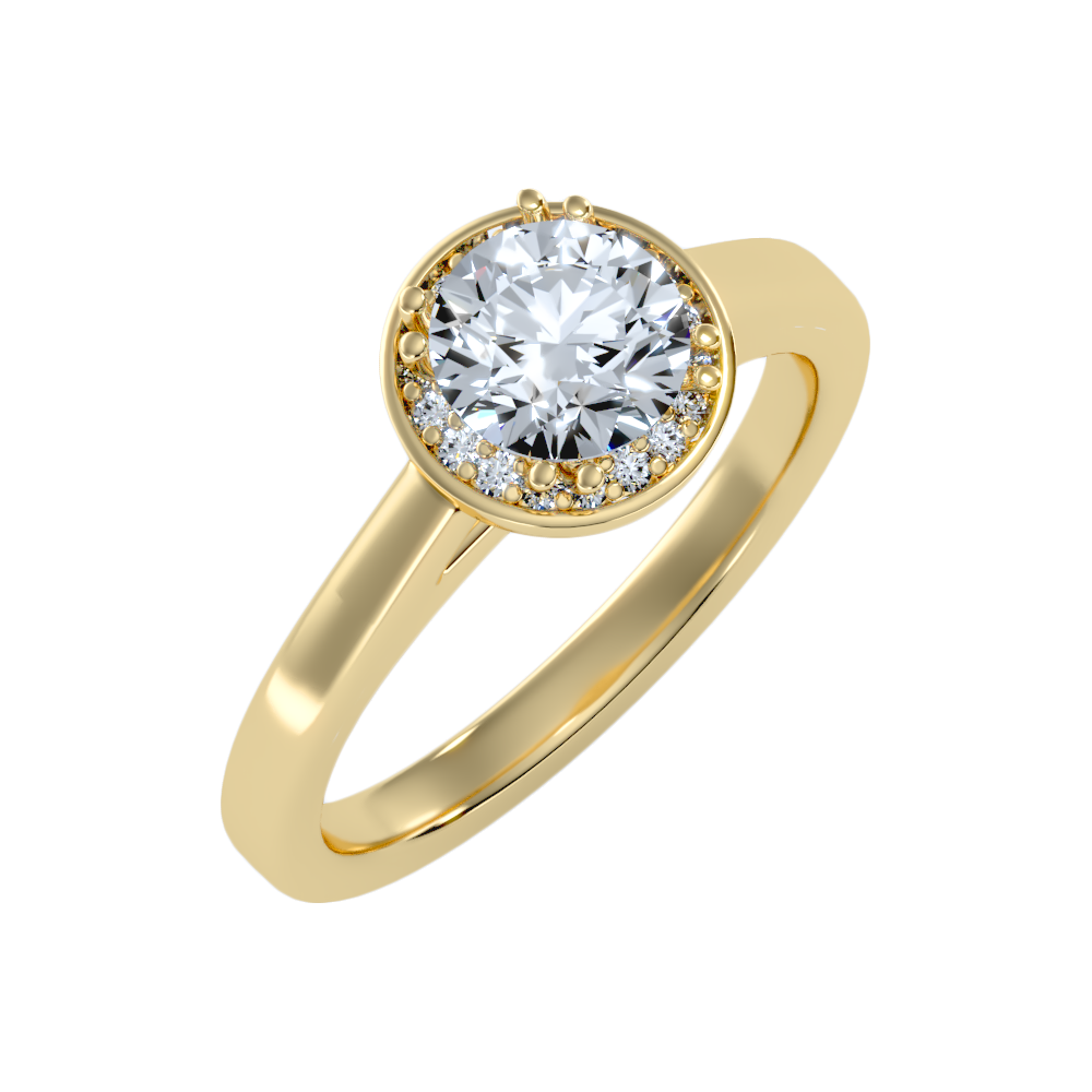 Wane Classic Halo Diamond Engagement Ring In 925 Sterling Silver - Nine