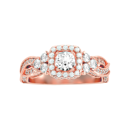 Warm Halo Ring In 925 Sterling Silver - Three