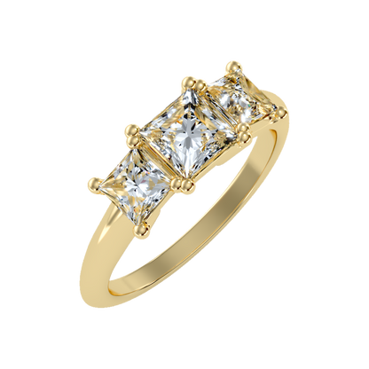 Warm Tri Stone Ring In 925 Sterling Silver - Ten