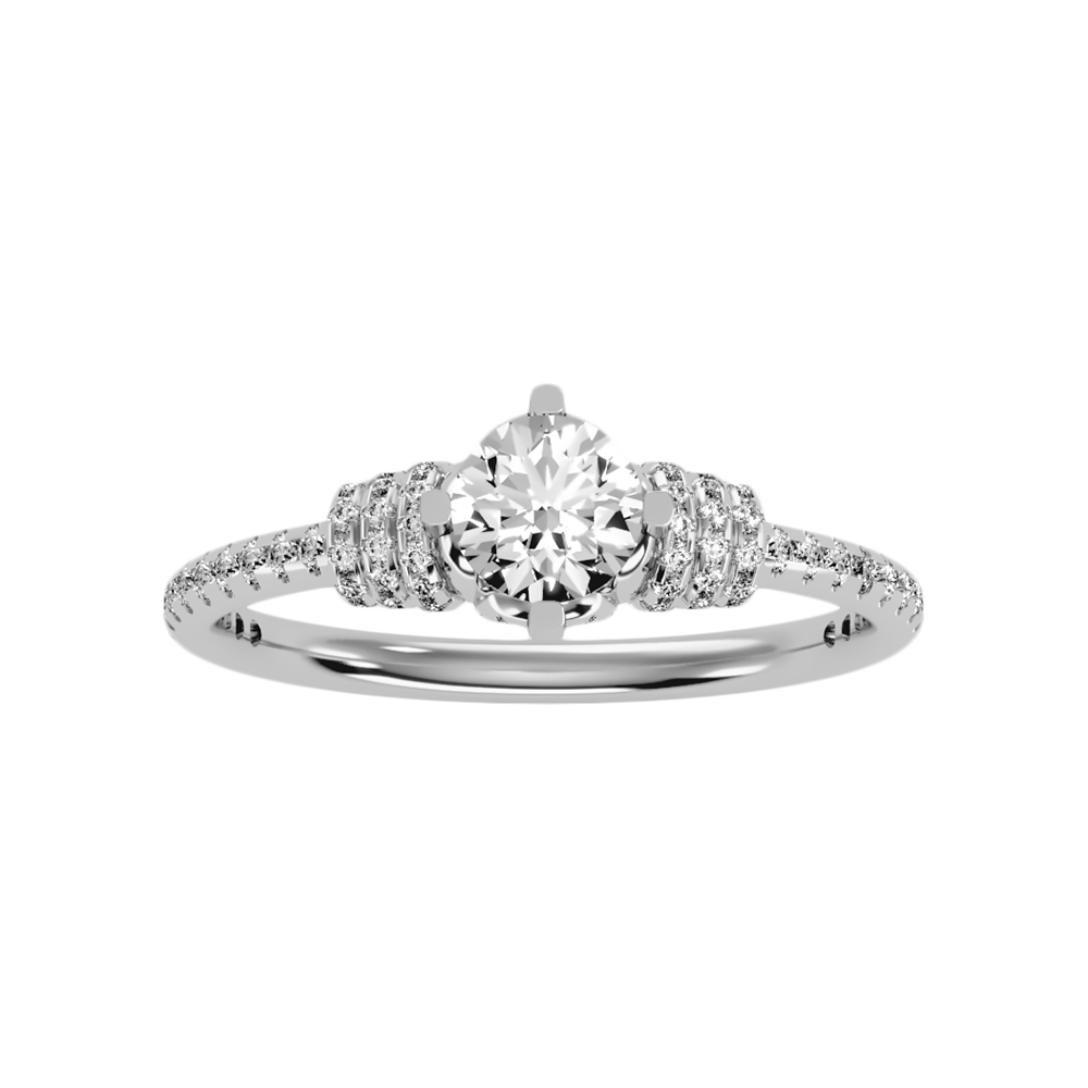 Wave Diamond Ring In 925 Sterling Silver - Six