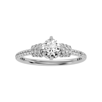 Wave Diamond Ring In 925 Sterling Silver - Six