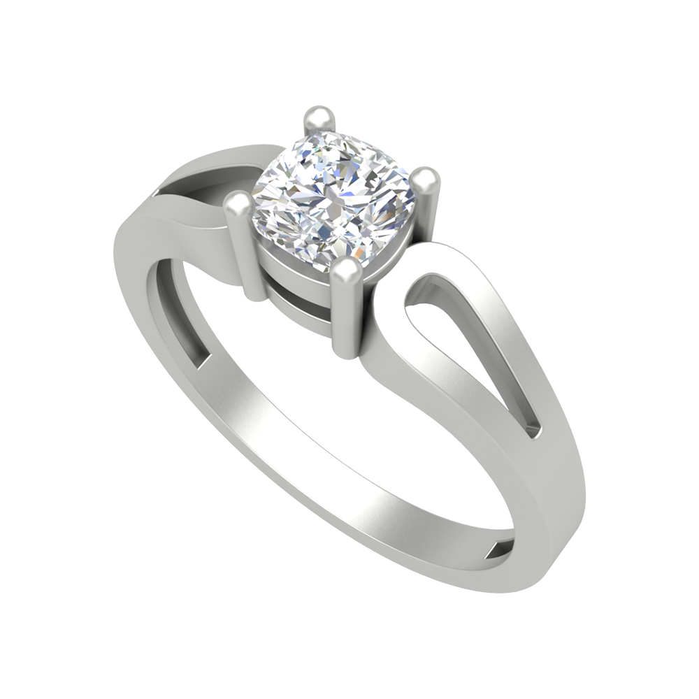 Whimsical Loop Solitaire Ring In 925 Sterling Silver - Five