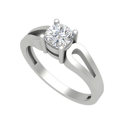 Whimsical Loop Solitaire Ring In 925 Sterling Silver - Five