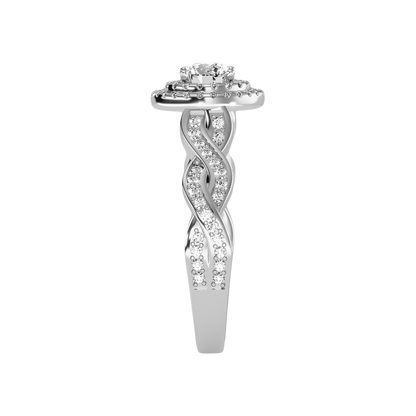 Wondrous Halo Ring In 925 Sterling Silver - Four