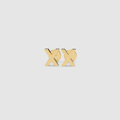 Gold Letter X Stud Earrings - One