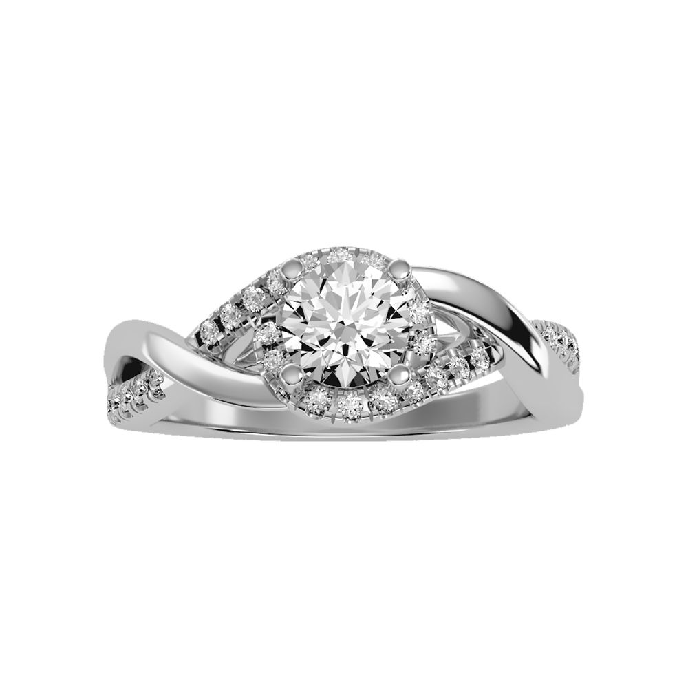Youthful Halo Solitaire Ring In 925 Sterling Silver - Six