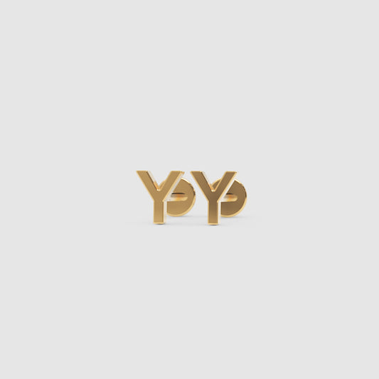 Gold Letter Y Initial Stud Earrings