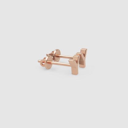 Gold Letter Y Initial Stud Earrings - Six
