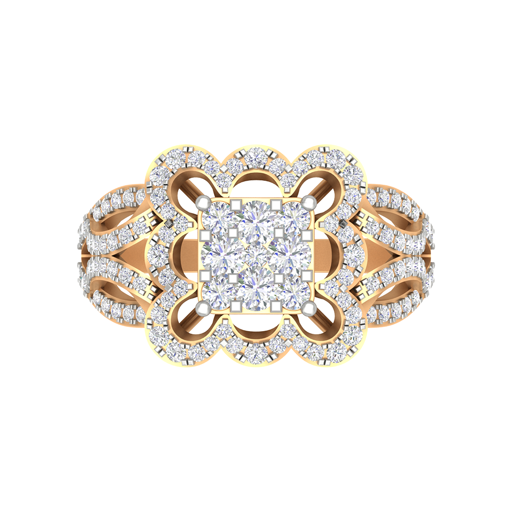 Zig Zag Squamous Cocktail Ring In 925 Sterling Silver - Ten
