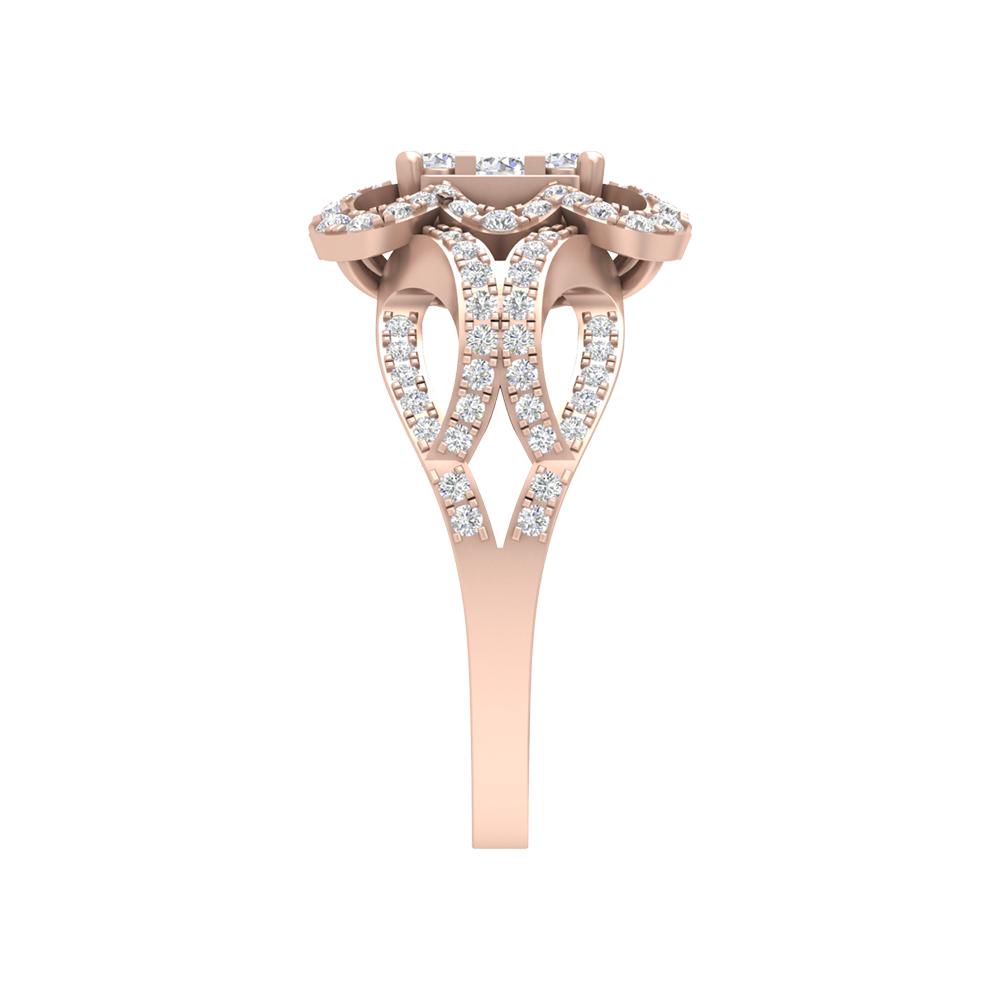 Zig Zag Squamous Cocktail Ring In 925 Sterling Silver - Three