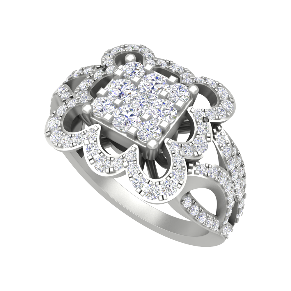 Zig Zag Squamous Cocktail Ring In 925 Sterling Silver - Five