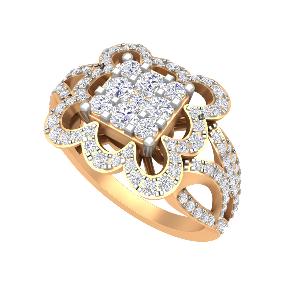 Zig Zag Squamous Cocktail Ring In 925 Sterling Silver - Nine