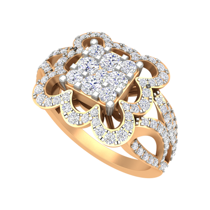Zig Zag Squamous Cocktail Ring In 925 Sterling Silver - Nine