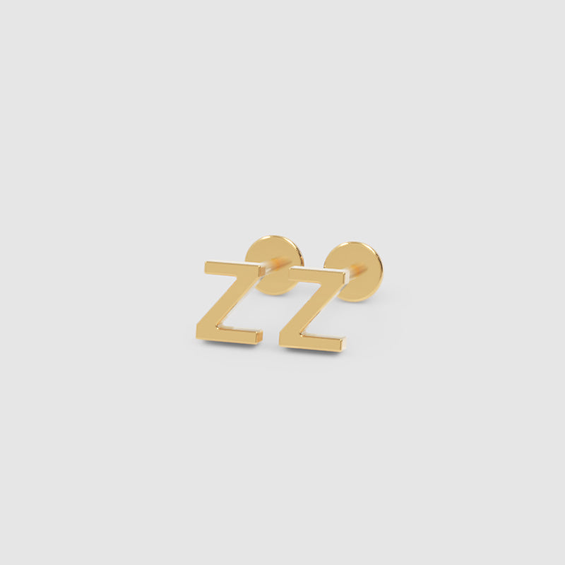 Gold Letter Z Stud Earrings - One