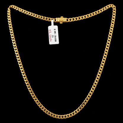 Cuban Link Chain Necklace With Box Clasp  22 Inch Curb Chain Necklace For Men And Women - Four