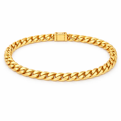 Men’s Gold Chain Bracelet Modern Cuban Curb Link Design - One
