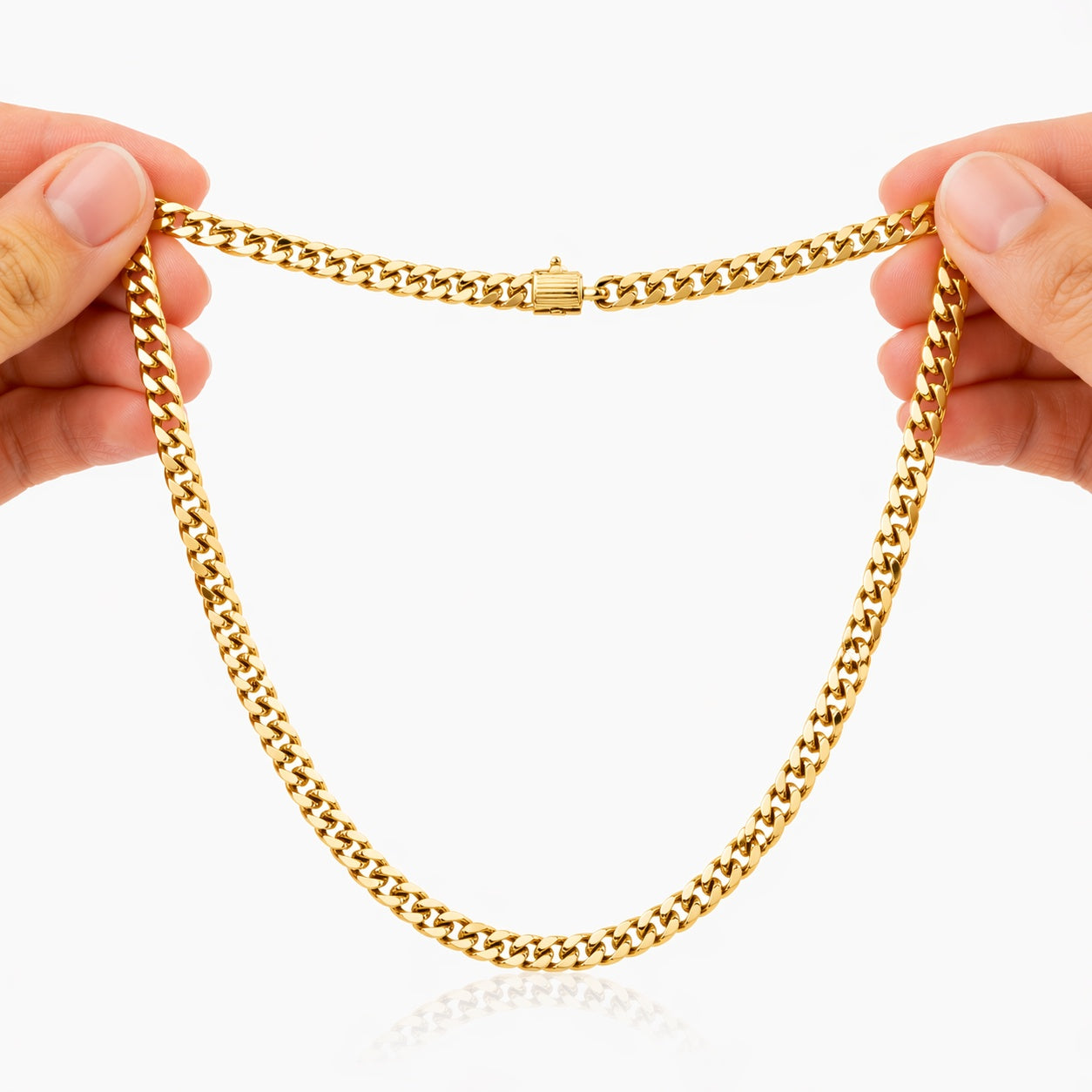 Cuban Link Chain Necklace 22 Inch 4Mm Width - Three