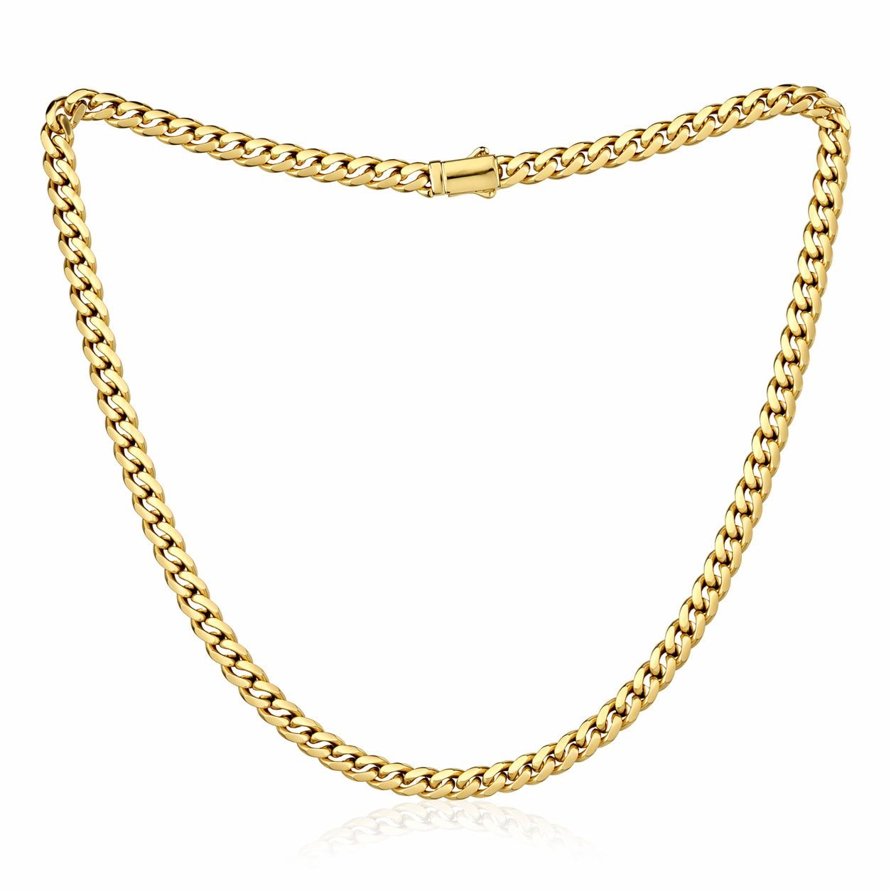 Cuban Link Chain Necklace With Box Clasp 5 Mm Width - Three