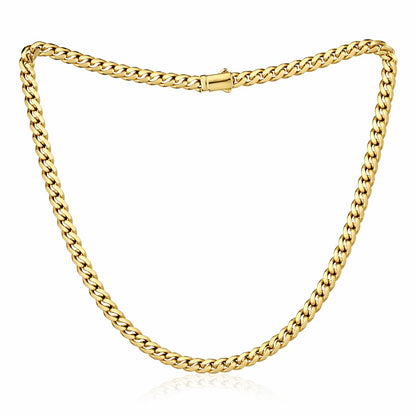 Cuban Link Chain Necklace With Box Clasp 5 Mm Width - Three