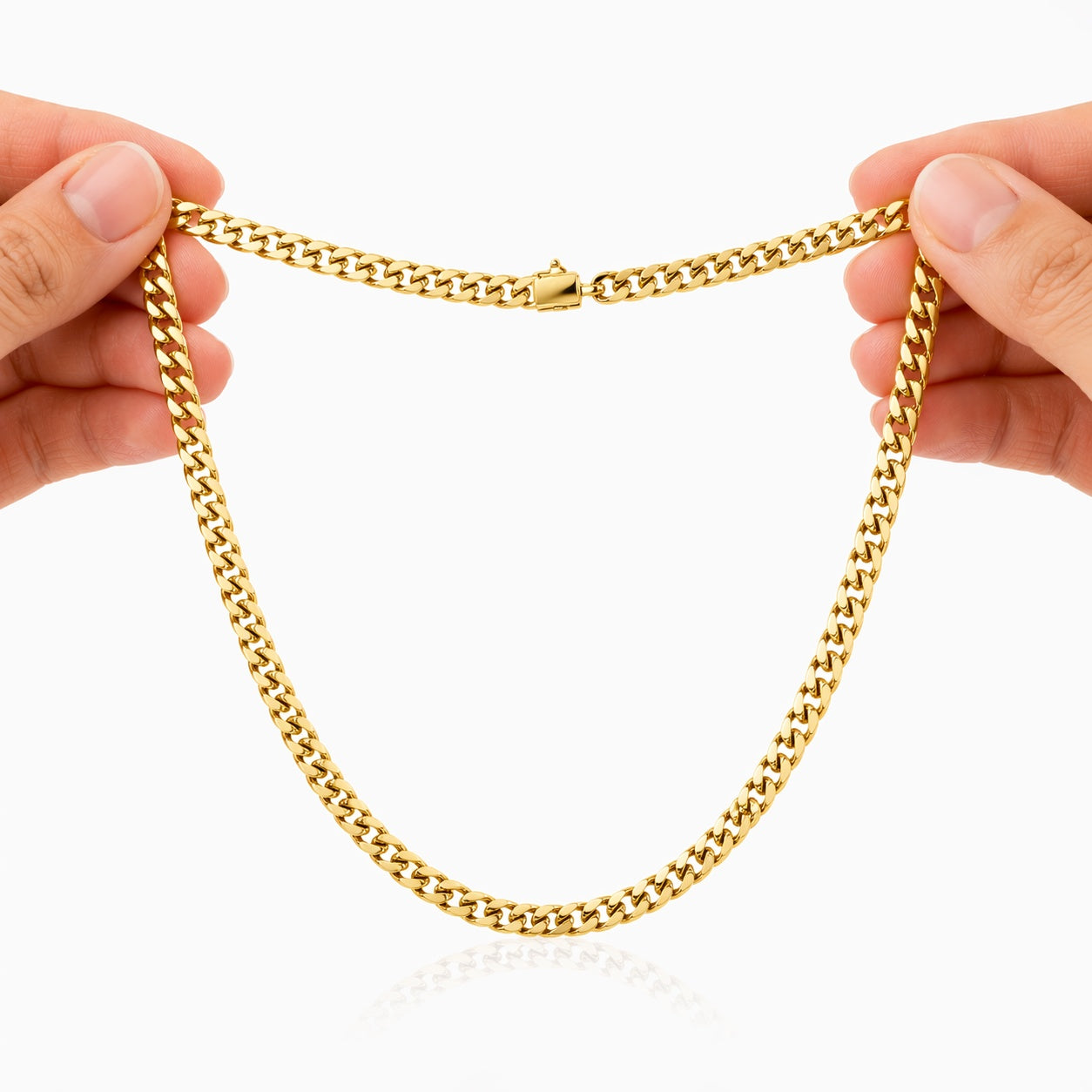 Cuban Link Chain Necklace With Box Clasp 5 Mm Width - Four