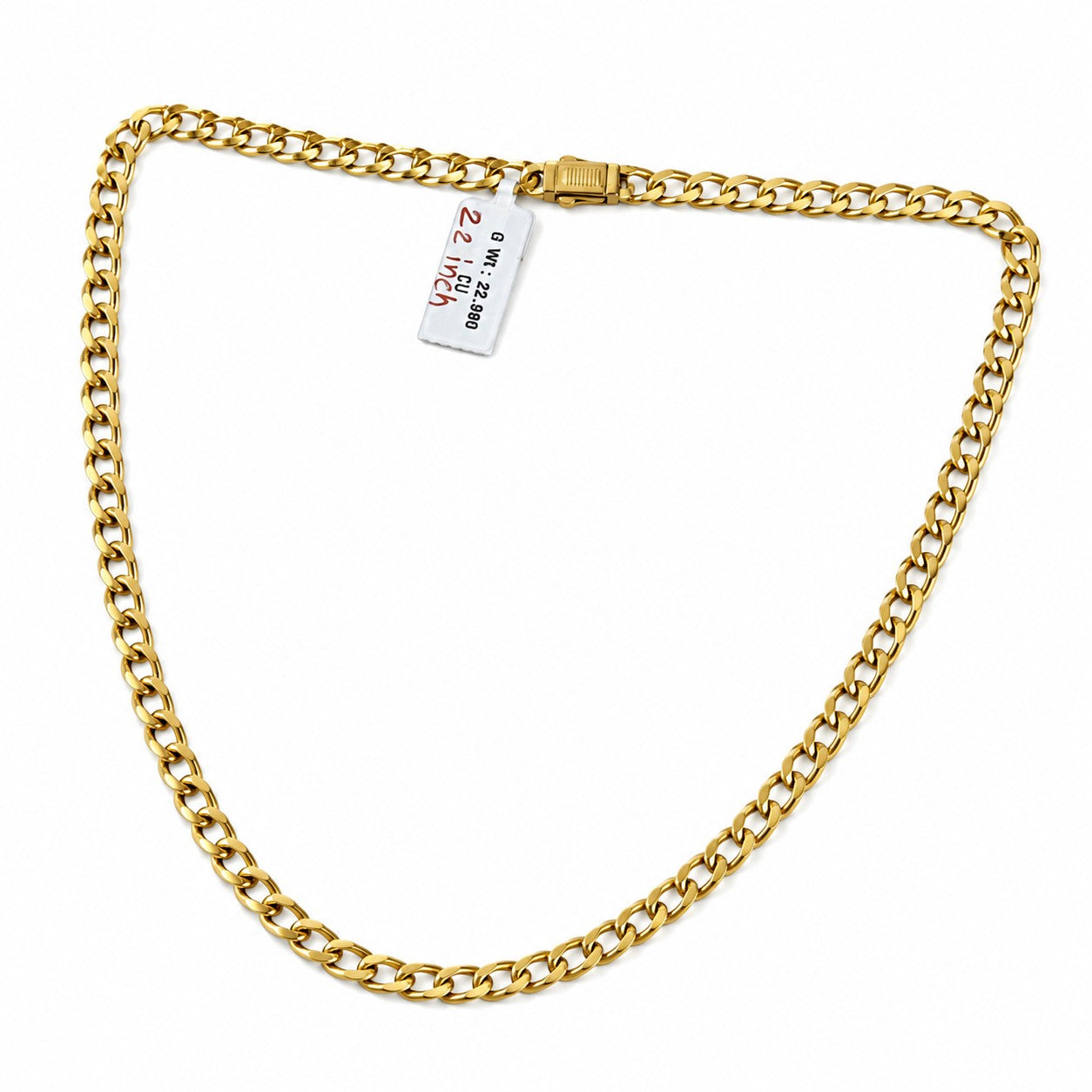 Cuban Link Chain Necklace With Box Clasp  22 Inch - One