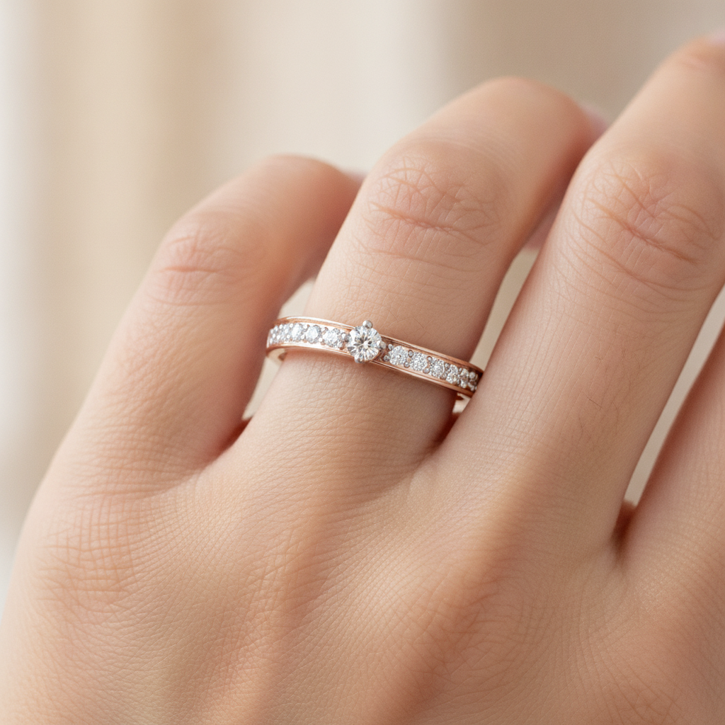 Infinitely Gemmed Glitter Diamond Band In 925 Sterling Silver - Thirteen