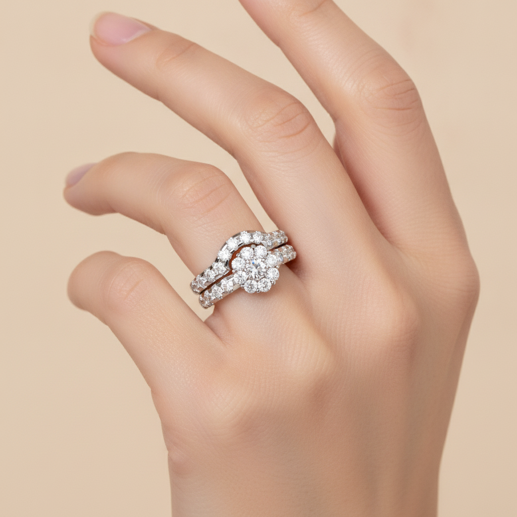 Talisman Bridal Ring Set In 925 Sterling Silver - Thirteen