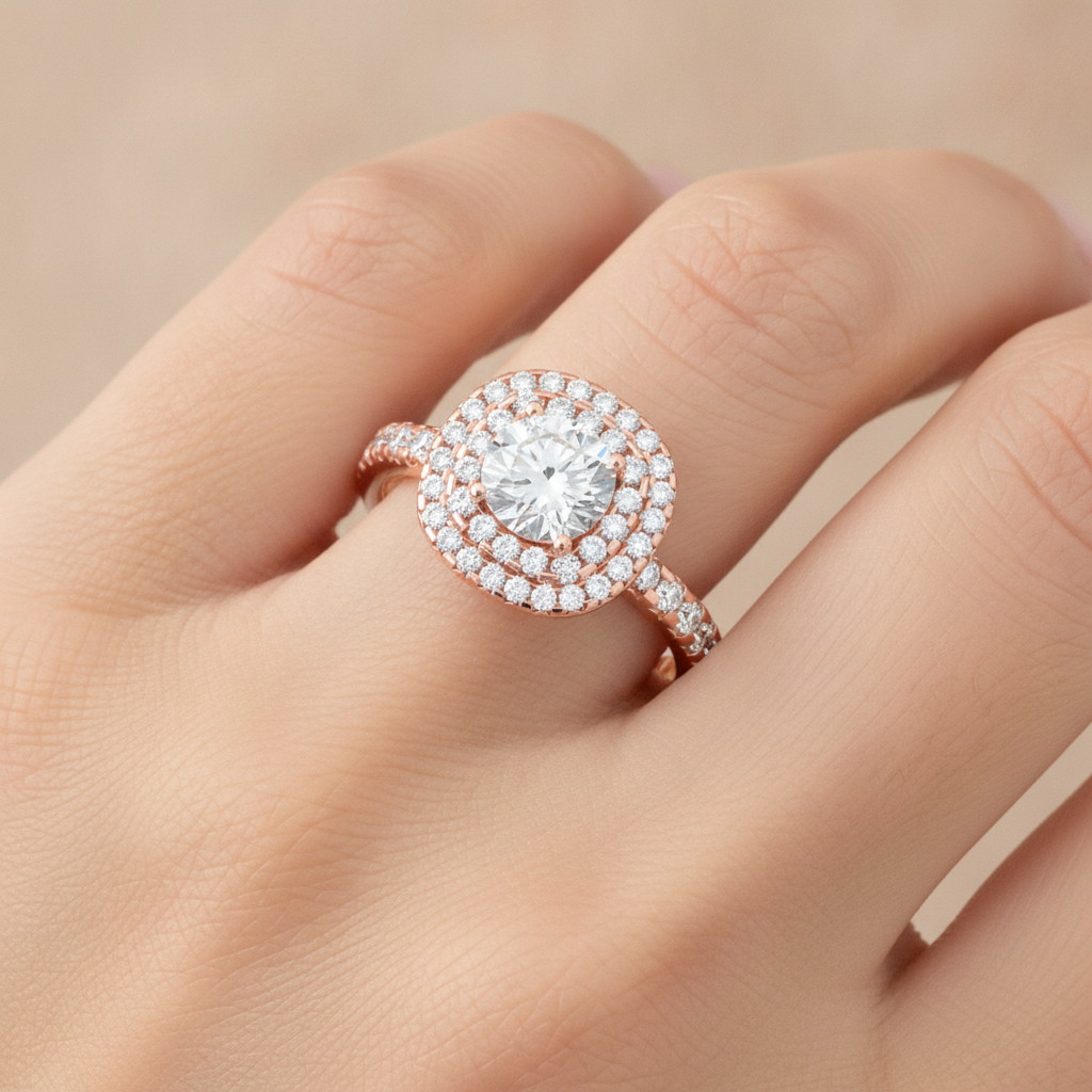 Jocular Halo Ring In 925 Sterling Silver - Fourteen