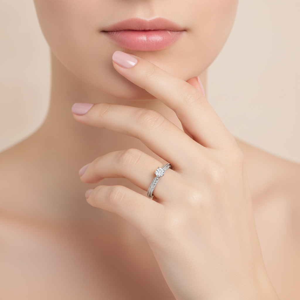 Truffle Solitaire Ring In 925 Sterling Silver - Fourteen