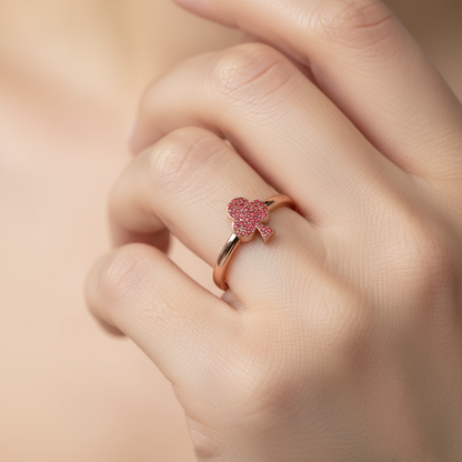 Ruby Clover Charm Stackable Ring - Ten