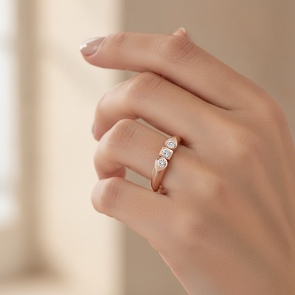 Phoenix Loop Tri Stone Ring In 925 Sterling Silver - Thirteen