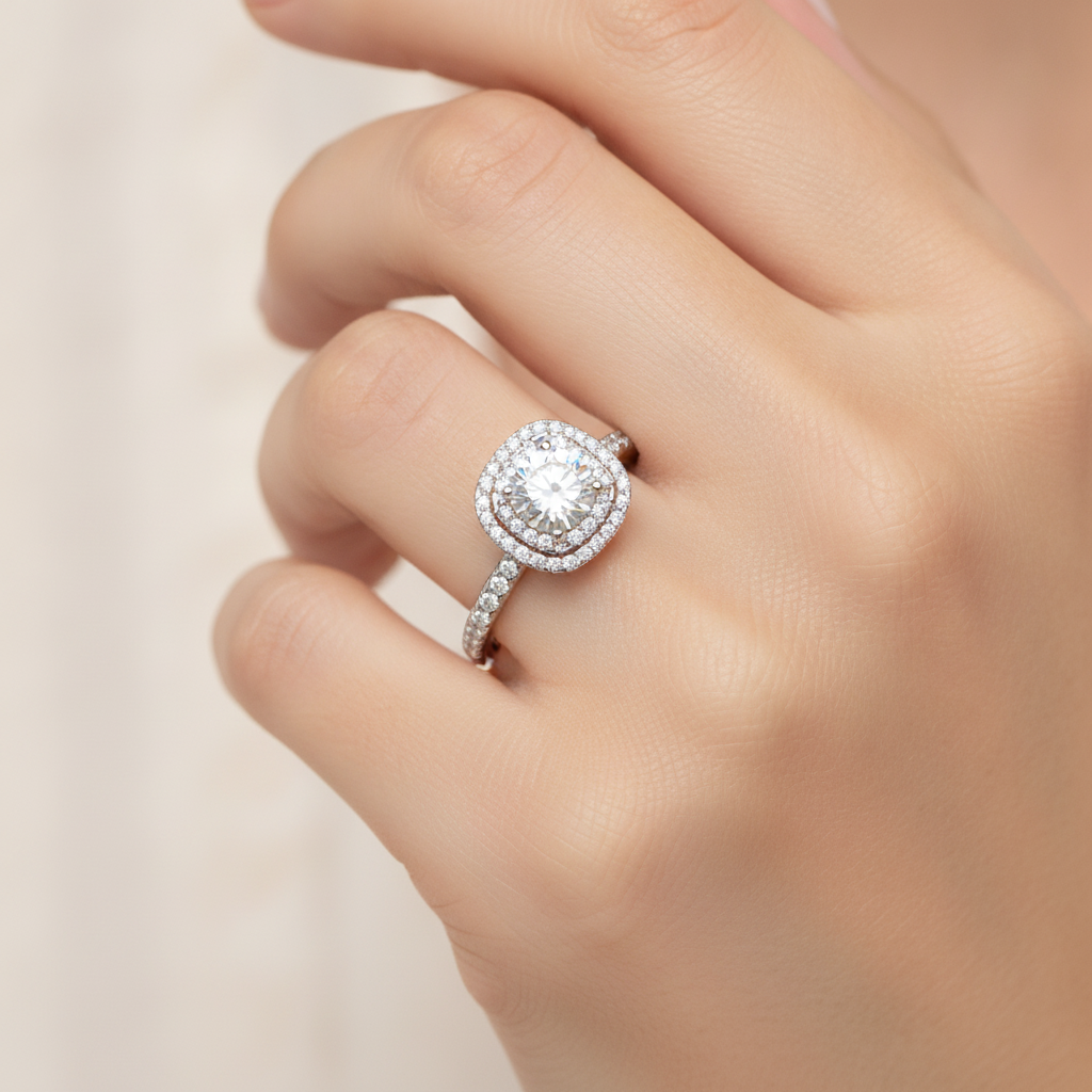 Exciting Halo Ring In 925 Sterling Silver - Thirteen