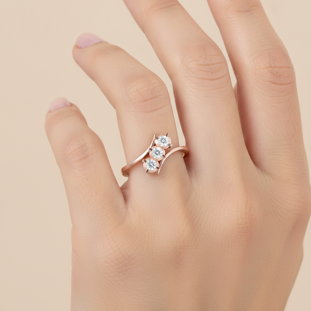 Gems Galore Tri Stone Ring In 925 Sterling Silver - Thirteen