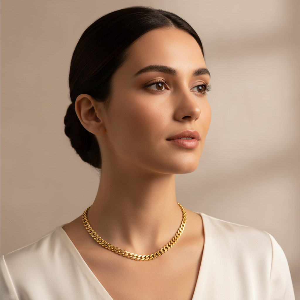 6Mm Cuban Link Chain Necklace With Box Clasp  21 Inch Length - Five