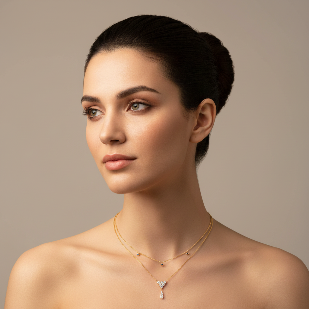 Layered Blue Sapphire And Diamond Honeycomb Ynecklace - Eight