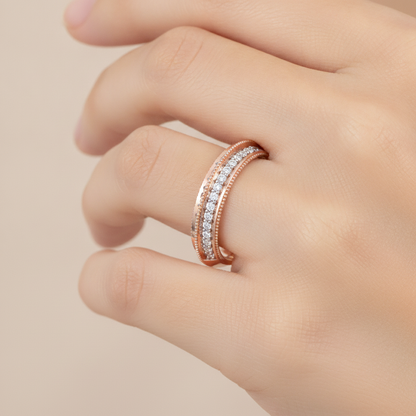 Bella Glitter Diamond Band In 925 Sterling Silver - Thirteen