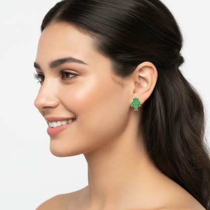 Emerald Pav Club Suit Stud Earrings With Screw Back Closure - Five