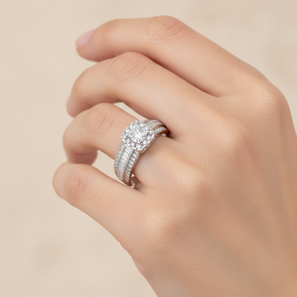 Spectral Halo Solitaire Ring In 925 Sterling Silver - Thirteen