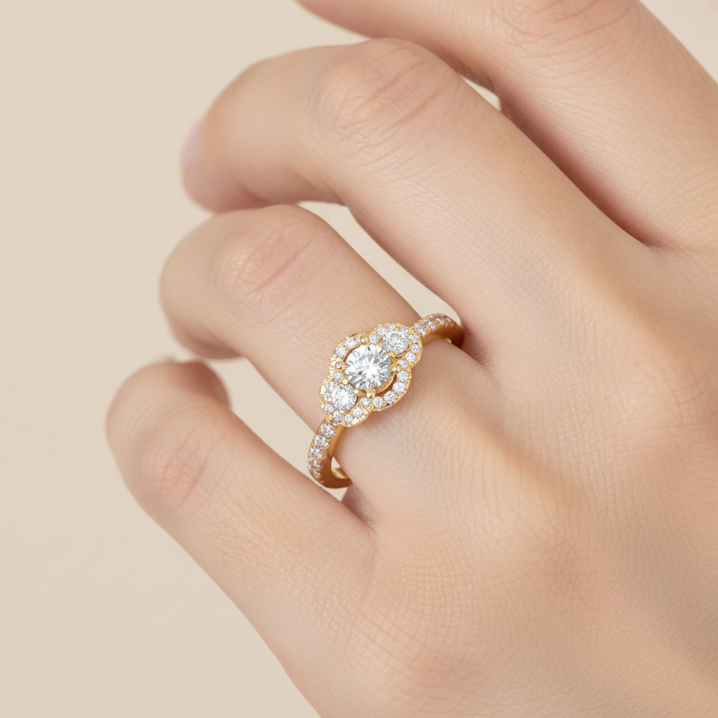 Incipient Halo Ring In 925 Sterling Silver - Thirteen