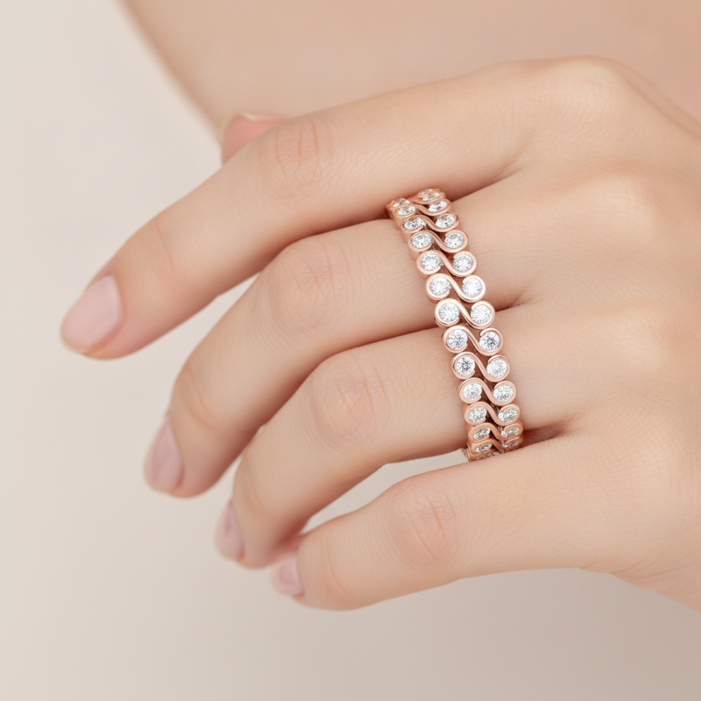 Jacinthe Diamond Band In 925 Sterling Silver - Thirteen