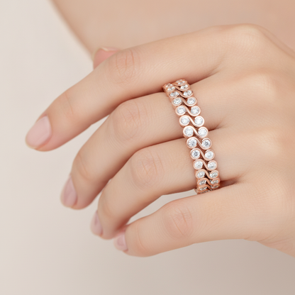 Jacinthe Diamond Band In 925 Sterling Silver - Thirteen