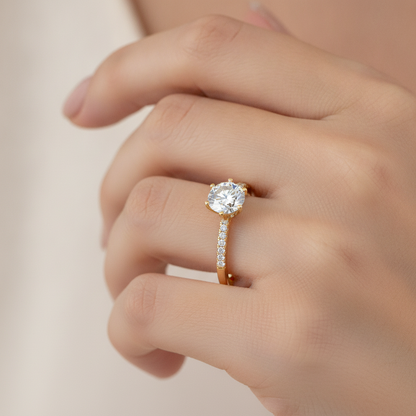 Courtly Solitaire Ring In 925 Sterling Silver - Thirteen