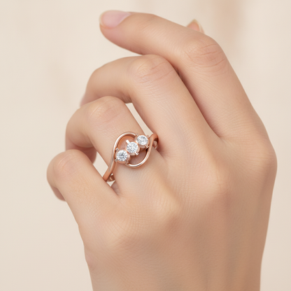 Vlour Band Tri Stone Ring In 925 Sterling Silver - Thirteen
