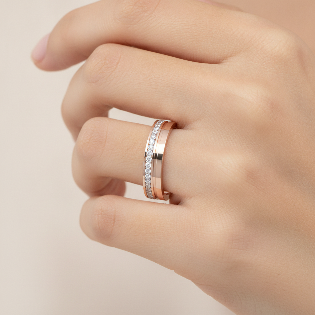 Superb Style Diamond Band In 925 Sterling Silver - Thirteen