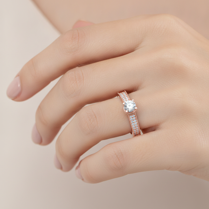 Gaz Solitaire Ring In 925 Sterling Silver - Thirteen