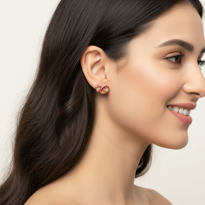 Ruby Infinity Stud Earrings With Screw Back Closure - Five