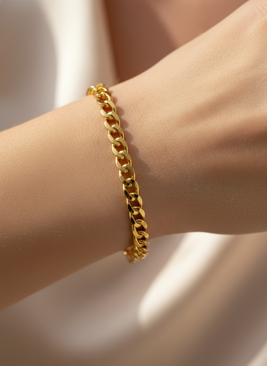 Cuban Link Chain Bracelet With Lobster Clasp 6Mm Wide 8 Inch Length - Five