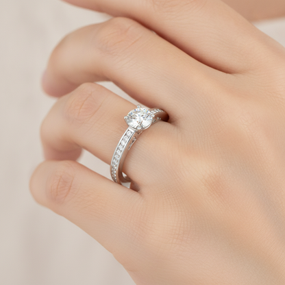 Brilliant Solitaire Ring In 925 Sterling Silver - Thirteen